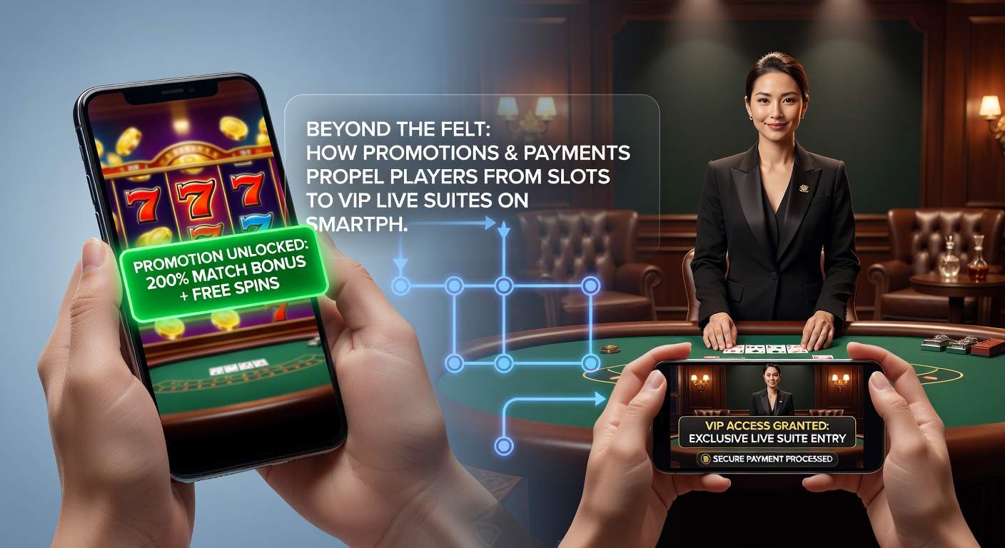 Grafik von Zahlungsflüssen in Casino-Apps, die von Slots zu VIP-Transaktionen übergehen, mit Icons für Krypto und Instant-Banking