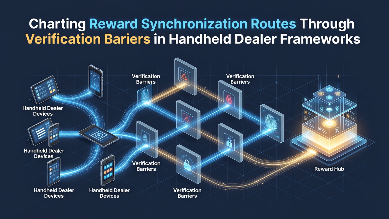 Darstellung mobiler Dealer-Frameworks mit Synchronisationspfaden und Verifizierungsbarrieren
