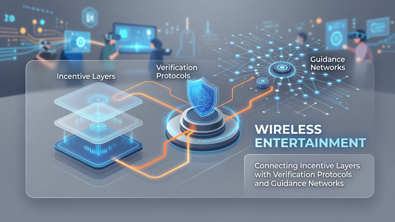 Illustration der Schnittstellen zwischen Belohnungsebenen, Sicherheitsprotokollen und Support-Netzwerken in Entertainment-Apps